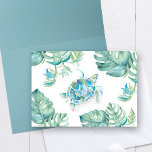 Carte De Remerciements Aquarelle Tortue de mer avec Monstera Palm Feuille<br><div class="desc">Partagez votre amour et vos remerciements avec cette carte blanche élégante avec une tortue marine peinte à la main et entourée de luxuriants feuilles de palmiers tropicaux. Parfait pour les fêtes d'été, ce design saisit le charme décontracté d'un événement d'inspiration hawaïenne ou Key West. Que vous envoyiez une note réfléchie,...</div>