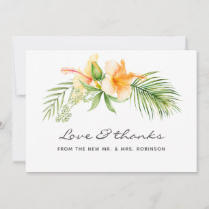 Carte De Remerciements Aquarelle Tropical Floral Beach Mariage