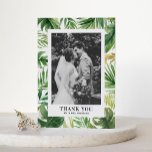 Carte De Remerciements Aquarelle Tropical Green Frame Photo Mariage<br><div class="desc">Célébrez la joie de votre journée spéciale et express votre gratitude avec notre carte de remerciements de mariage photo personnalisable, avec l'aquarelle dynamique de la végétation tropicale. Ce carte de remerciements est parfait pour les mariages d'été et tropicaux. La carte de remerciements photo présente une aquarelle superbement illustrée cadre de...</div>