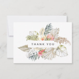 Carte De Remerciements Aquarelle Tropical Rose Protea Fleurs
