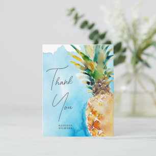 Carte De Remerciements Aquarelle tropicale de l'ananas Mariage