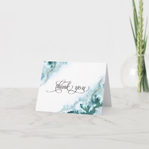 Carte De Remerciements Aquarelle Turquoise moderne Moss Agate BarefootBri