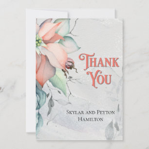 Carte De Remerciements Aquarelle Vacances d'hiver Poinsettia