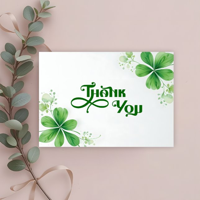 Carte De Remerciements Aquarelle verdure Baby shower de la fête St. Patri (Créateur téléchargé)