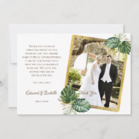Aquarelle Vert & Or Monstera Feuille Mariage