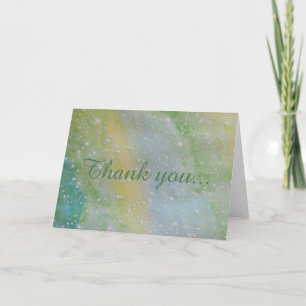 Carte De Remerciements Aquarelle verte, jaune et bleue