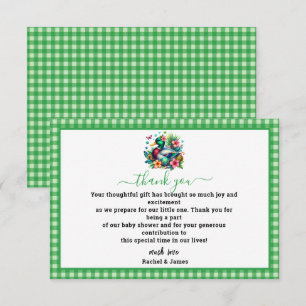 Carte De Remerciements Aquarelle verte Un Lucky Duck Boy 1er anniversaire