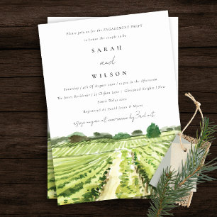 Carte De Remerciements Aquarelle Verte Vignoble Vignoble Fiançailles Invi