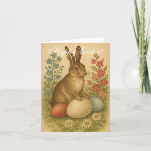 Carte De Remerciements Aquarelle vintage Lapin Lapin Lièvre de Pâques Flo