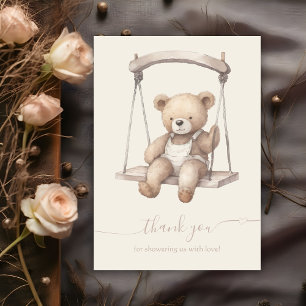 Carte De Remerciements Aquarelle vintage Teddy Bear Baby shower Boho