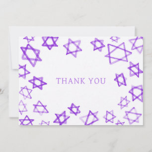 Carte De Remerciements Aquarelle violet étoile de David Bar Bat mitzvah