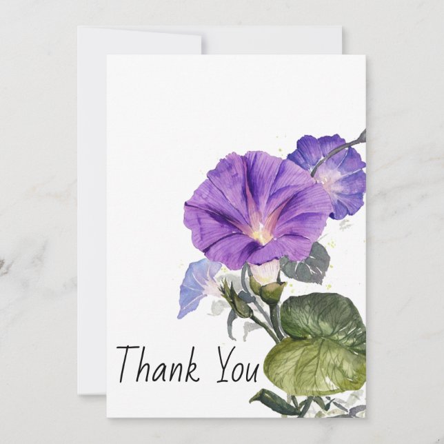 Carte De Remerciements Aquarelle violet pétunia (Devant)