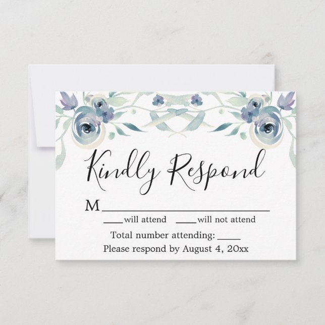 Carte De Remerciements Aquarelle violet vert Mariage floral (Devant)
