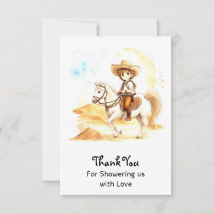 Carte De Remerciements Aquarelle Western Cowboy Baby shower