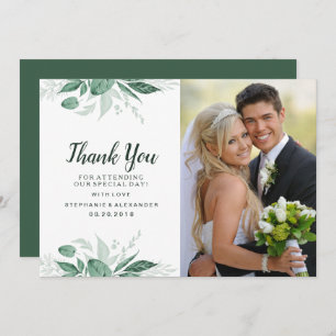 Carte De Remerciements Aquarelle Wild Feuilles Hunter Mariage vert