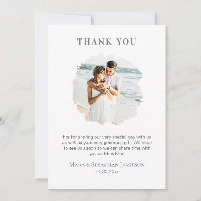 Carte De Remerciements *~* AR16 Elégant code QR PHOTO DO-IT-YOURSELF Mari (Devant)