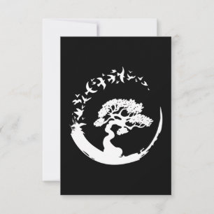 Carte De Remerciements arbre bonsaï japonais enso cercle oiseaux manche l