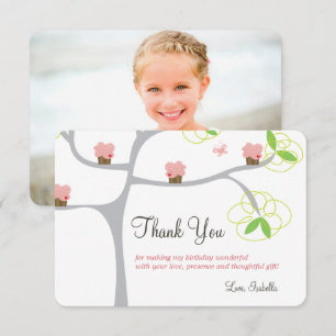 Carte De Remerciements Arbre de cupcakes roses fantaisistes pour l'annive