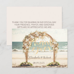Carte De Remerciements Arbre de mariage de plage avec roses
