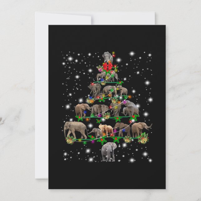 Carte De Remerciements Arbre De Noël Des Éléphants Couvert De Flamme De F (Devant)