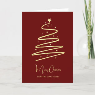 Carte De Remerciements Arbre de Noël or stylisé minimaliste personnalisé