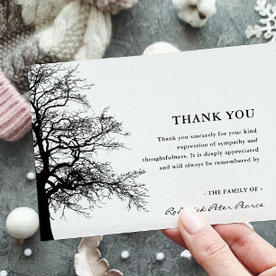 Carte De Remerciements Arbre de Silhouette Simple   Sympathie Funérailles