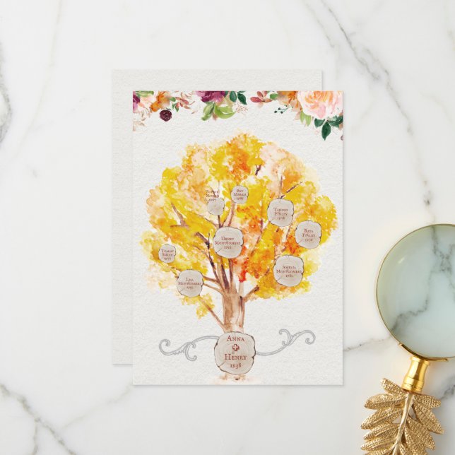 Carte De Remerciements Arbre généalogique Feuilles d'érable Généalogie An (Devant/Arrière en situation)