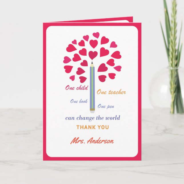 Carte De Remerciements Arbre grand crayon / Appréciation de l'enseignant (Devant)