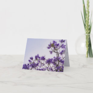 Carte De Remerciements Arbre Jacaranda violet avec Lune, esthétique print
