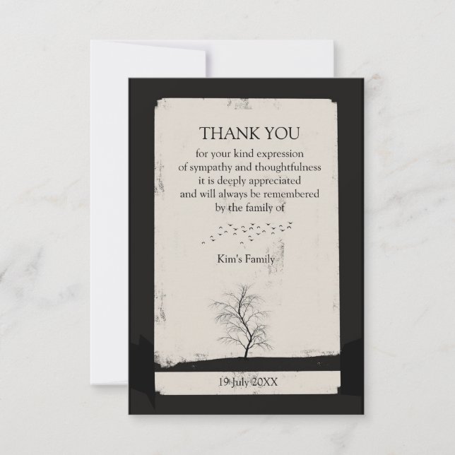 Carte De Remerciements Arbre Solitaire dans le Silence du Vol (Devant)