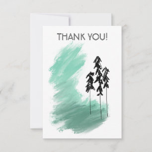 Carte De Remerciements Arbre vert scandinave art simple menthe moderne