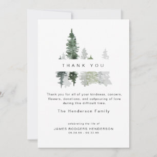 Carte De Remerciements Arbres de la forêt Remerciement de funérailles de 