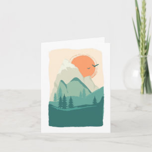 Carte De Remerciements Arbres de montagne Lever du soleil