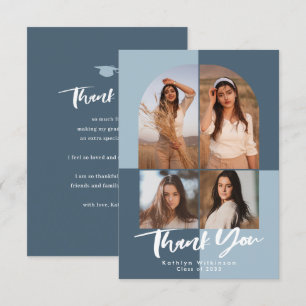 Carte De Remerciements Arc bleu foncé moderne 4 Diplôme photo