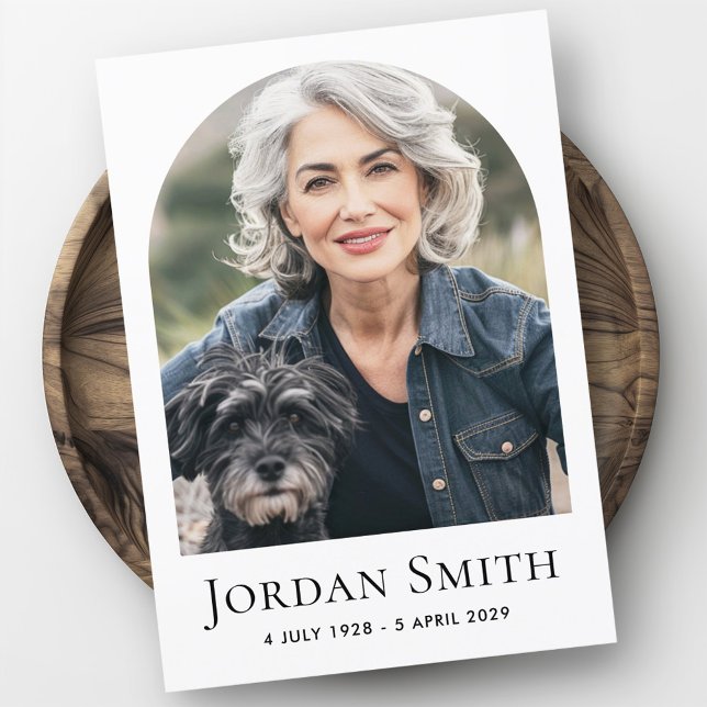 Carte De Remerciements Arc élégant classique blanc photo funéraire sympat (Elegant arch classic white photo funeral sympathy thank you card)