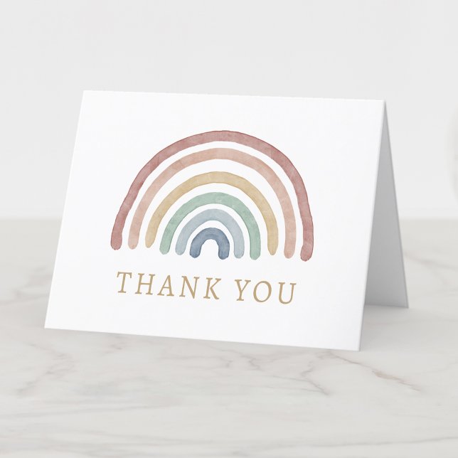 Carte de remerciements arc-en-ciel Boho (Boho Watercolor Colorful Rainbow Thank You Card by Painted Paperie
)