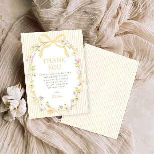 Carte De Remerciements Arc-en-ciel de fleurs à ruban jaune Anniversaire
