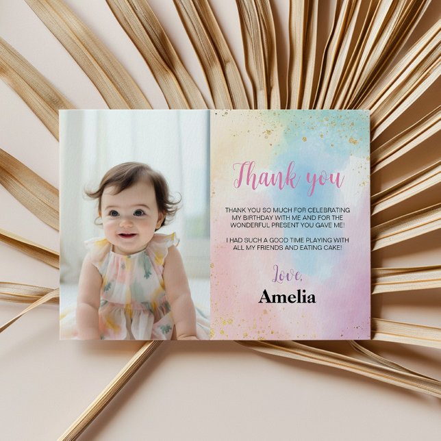 Carte de remerciements Arc-en-ciel fête d'annivers (Créateur téléchargé)