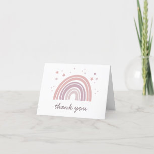 Carte De Remerciements Arc-en-ciel mignon rose et violet. Anniversaire d'