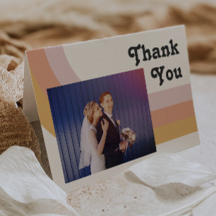 Carte De Remerciements Arc-en-ciel moderne rétro 70's   Photo pliée