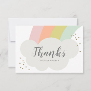 Carte De Remerciements Arc-en-ciel pastel nuage mignon pour enfants
