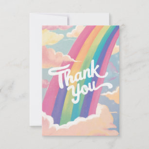 Carte De Remerciements Arc-en-ciel Pastel simple et nuages
