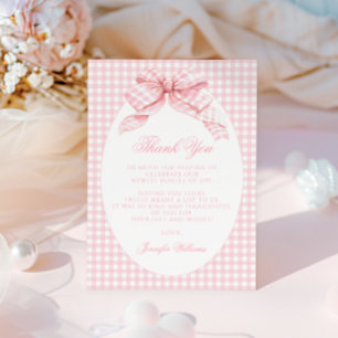 Carte De Remerciements Arc-en-ciel Rose à Carreaux Bow Préparatifs Fête d