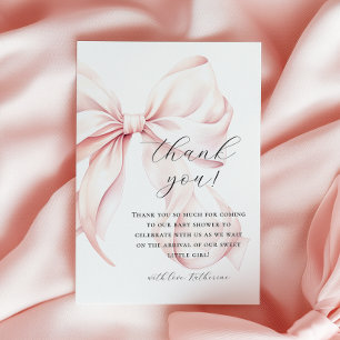 Carte De Remerciements Arc-en-ciel Ruban Rose Baby Shower