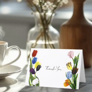 Carte De Remerciements Arc-en-ciel vibrant minimaliste Tulipe LGBTQ+