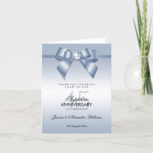 Carte De Remerciements Arc en ruban et saphir 45e anniversaire de mariage