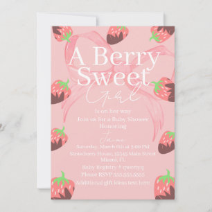 Carte De Remerciements Arc en ruban pour Baby Shower Fille aux Fraises Ba