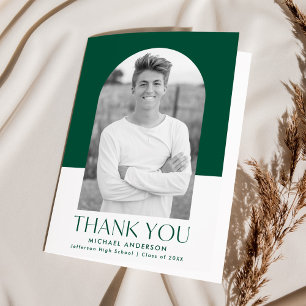 Carte De Remerciements Arc moderne Couleur verte Bloc photo Graduation