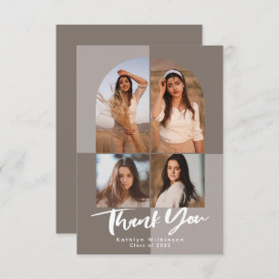 Carte De Remerciements Arc moderne Dusty Silver Grey Photo Graduation