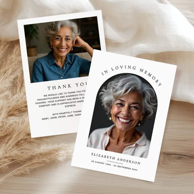 Carte De Remerciements Arc Photo Moderne Mémoire d'amour Funérailles (Créateur téléchargé)